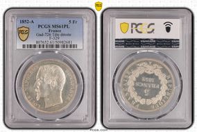 1852-A 5 Fr Gad-726 Tête étroite  F-329 MS61PL