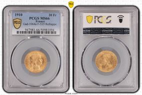 "1910" 20 Fr Gad-1064a F-535 Refrappe MS66