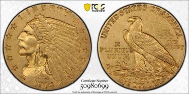 1914-D $2.50 AU50