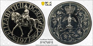 1977 25p Jubilee Cu/Ni S-LL2 PR67