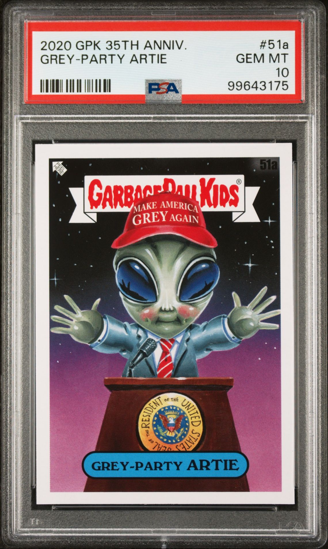 2020 Topps GARBAGE PAIL KIDS 35TH ANNIVERSARY Green #51A Grey-Party Artie front