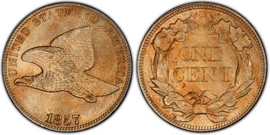 1857 1C Flying Eagle MS63