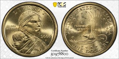2000-P SAC$1 Wounded Eagle, FS-901 MS65
