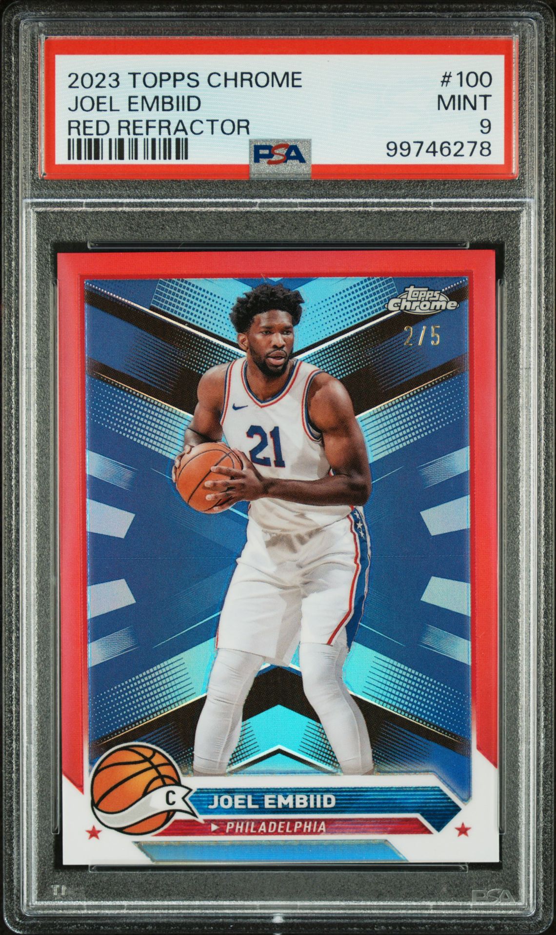 2023 Topps TOPPS CHROME Red Refractor #100 Joel Embiid front
