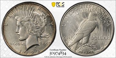 1928-S $1 VAM 3 Doubled Motto AU58