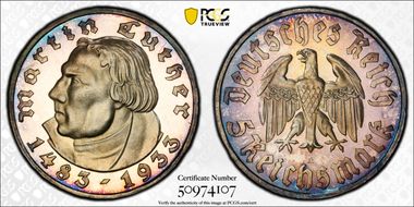 1933-A 5 Mk Luther J-353 PR66DCAM