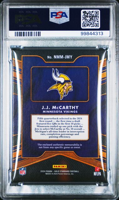 2024 Panini Gold Standard Newly Minted Memorabilia Jj Mccarthy #Nmmjmy (Newly Minted Mem-Wht Gld) Nm-Mt 8 back