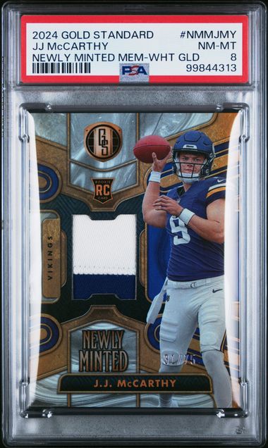 2024 Panini Gold Standard Newly Minted Memorabilia Jj Mccarthy #Nmmjmy (Newly Minted Mem-Wht Gld) Nm-Mt 8 front