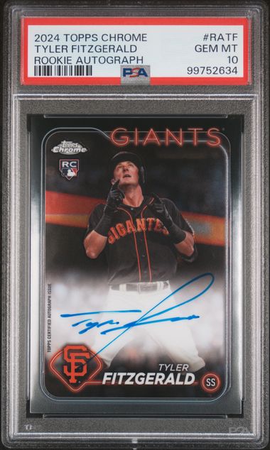 2024 Topps Chrome Rookie Autographs Tyler Fitzgerald #Ratf Gem Mt 10 front
