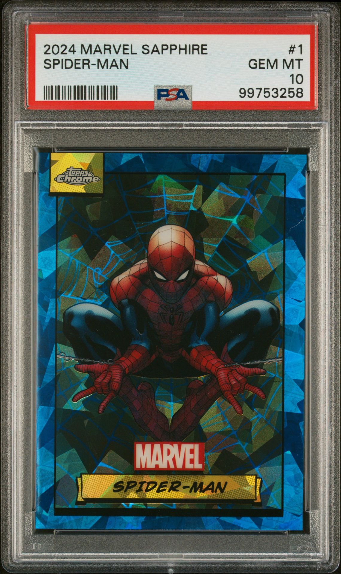 2024 Marvel TOPPS CHROME MARVEL SAPPHIRE EDITION #1 Spider-Man front