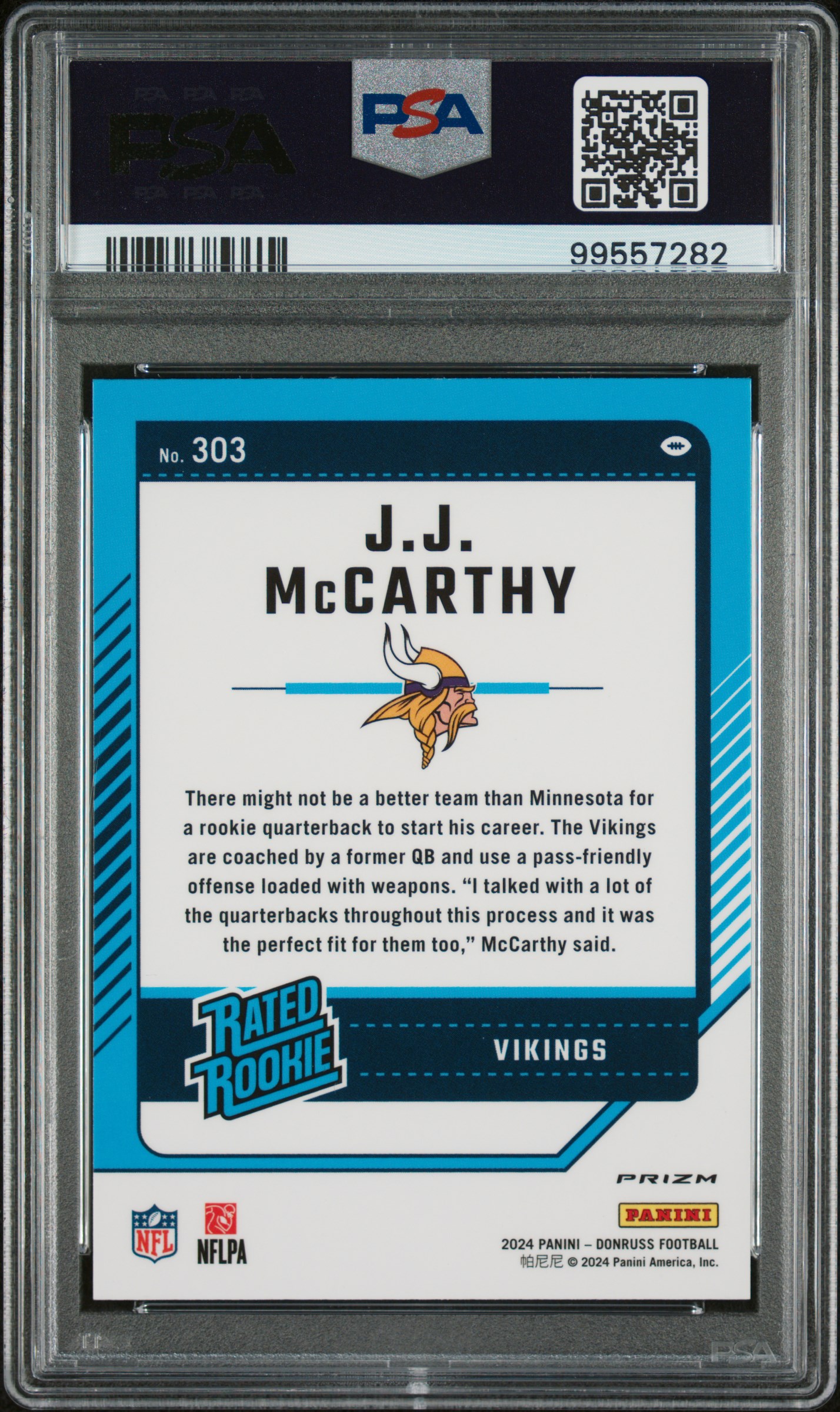 2024 Panini Donruss Jj Mccarthy #303 (Optic Preview-Red Pandora) Gem Mt 10 front