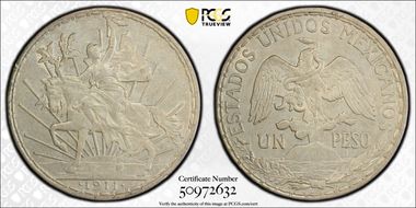 1911 Peso Caballito KM-453 Long Ray AU58