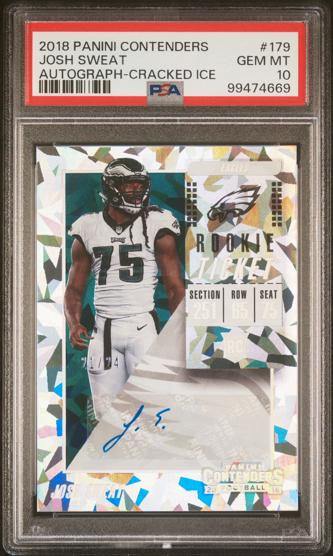 2018 Panini PANINI CONTENDERS AUTOGRAPH-CRACKED ICE #179 Josh Sweat front