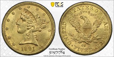 1891-CC $5 MS63