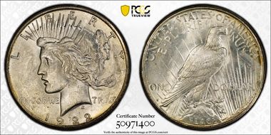 1922-S $1 VAM 2X, Rev Rim CUD MS64