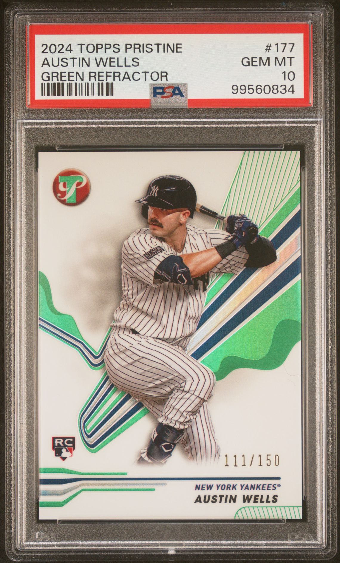 2024 Topps TOPPS PRISTINE GREEN REFRACTOR #177 Austin Wells front