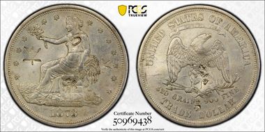 1873-CC T$1 Chopmarked N1