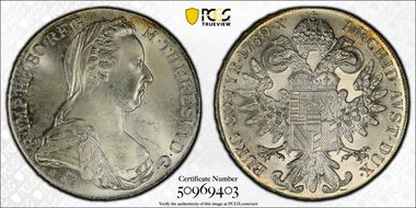 "1780"-S.F. Thaler Modern Restrike (1853-Present) MS64