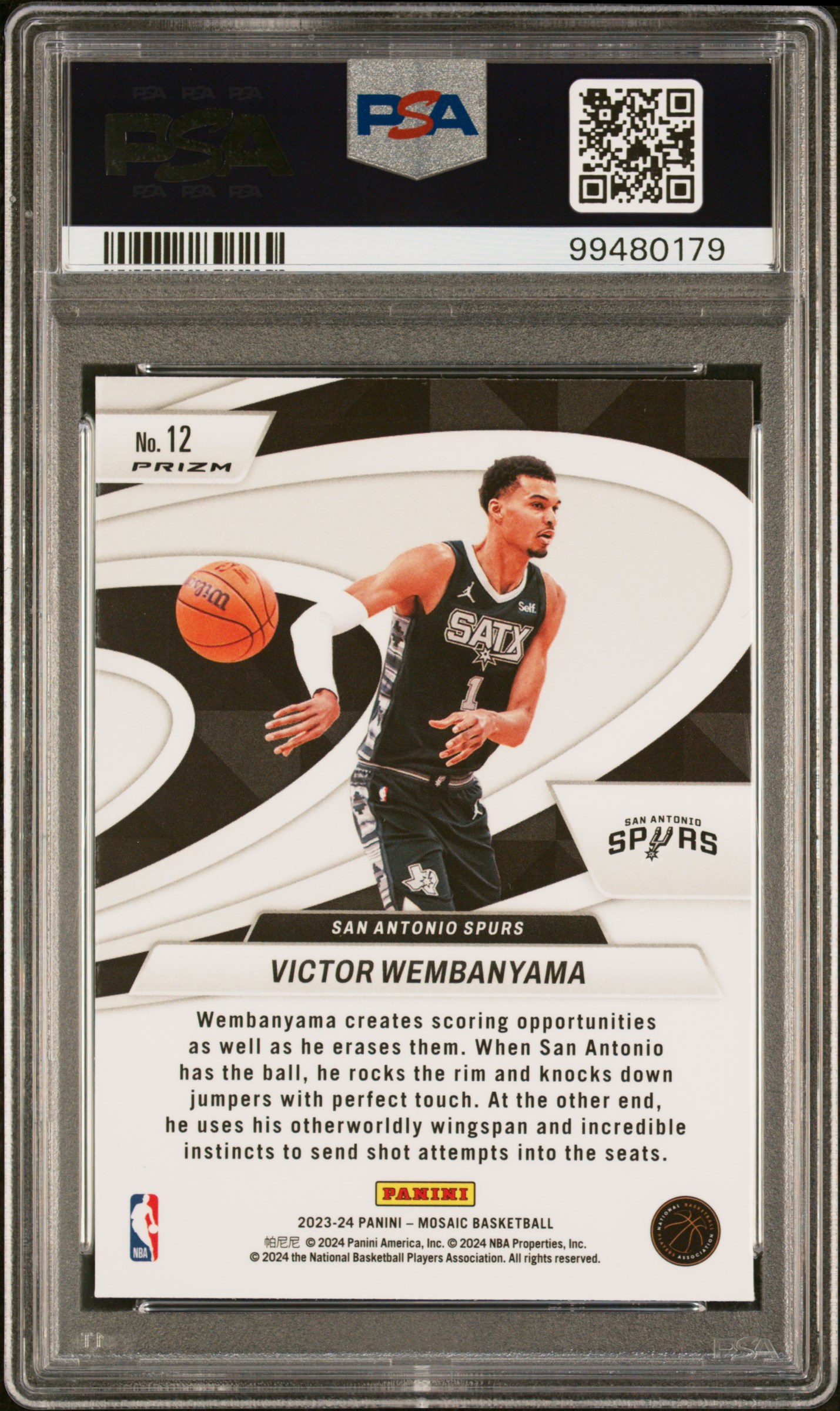2023 Panini Mosaic Give And Go Victor Wembanyama #12 (Give And Go-Mosaic) Gem Mt 10 back