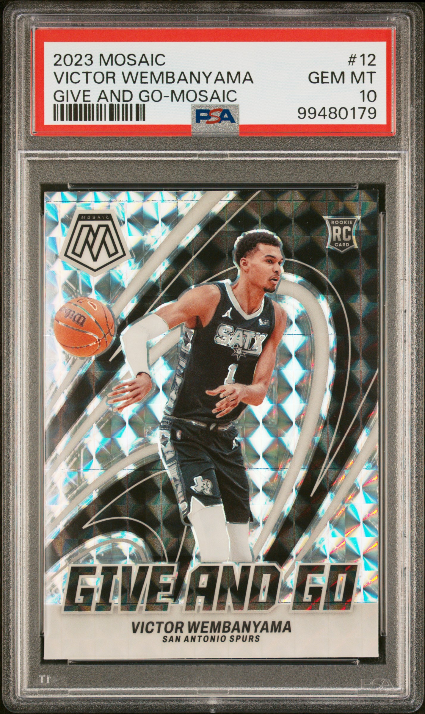 2023 Panini Mosaic Give And Go Victor Wembanyama #12 (Give And Go-Mosaic) Gem Mt 10 front