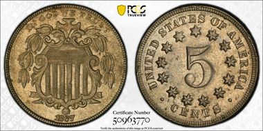 1867 5C No Rays AU55