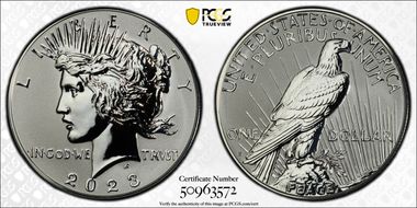 2023-S $1 Peace Dollar Rev PR Two-Coin Reverse Proof Set PR70