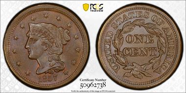 1857 1C Small Date MS65BN
