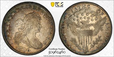 1806 50C Pointed 6, Stem VF35