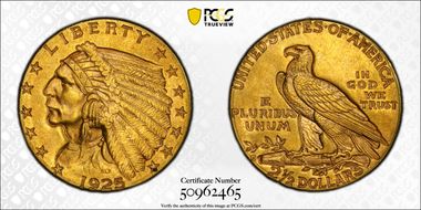 1925-D $2.50 AU58
