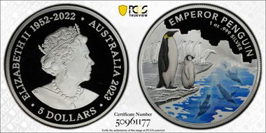 2023 $5 Emperor Penguin Colorized PR68DCAM
