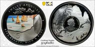 2023 $5 Twelve Apostles Domed Colorized Ag PR69DCAM