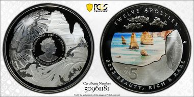 2023 $5 Twelve Apostles Domed Colorized Ag PR69DCAM