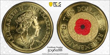 2022-C $2 Remembrance Day Colorized MS68