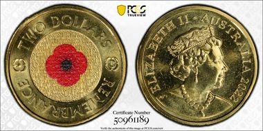 2022-C $2 Remembrance Day Colorized MS68