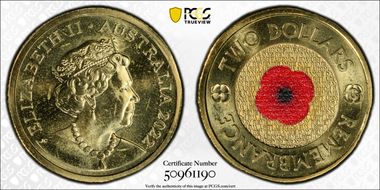 2022-C $2 Remembrance Day Colorized MS66