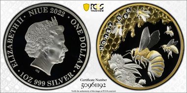 2022 $1 Honey Bee Selective Gilt PR69DCAM