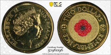 2012-C $2 Remembrance Day Colorized MS68