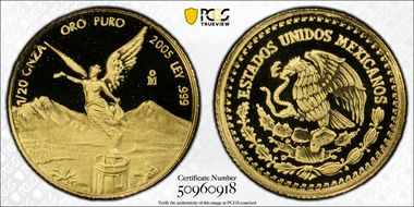 2005-Mo 1/20 oz Libertad Gold PR70DCAM