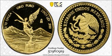 2005-Mo 1/10 oz Libertad Gold PR69DCAM