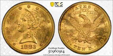 1883 $10 MS62