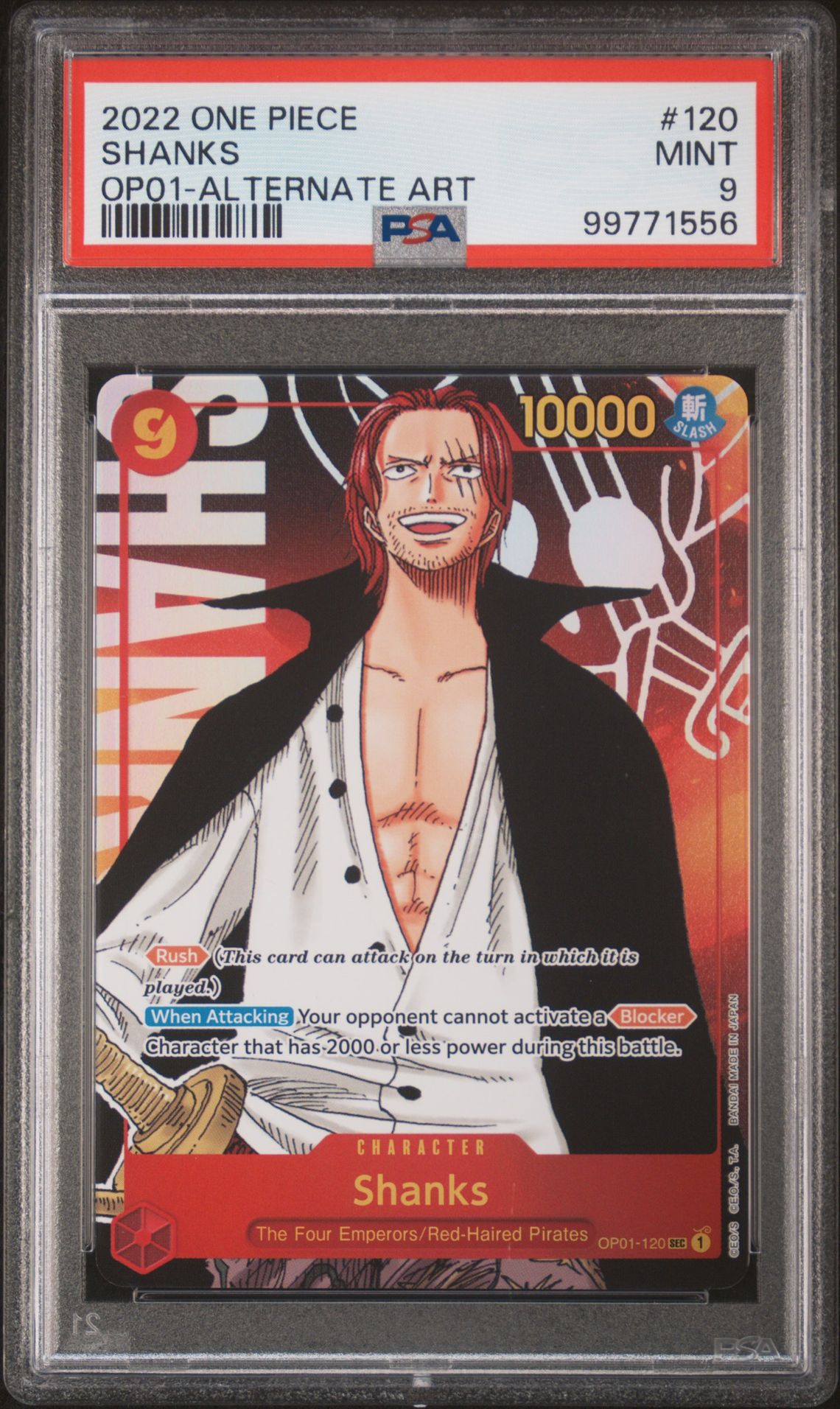 2022 One Piece ONE PIECE OP01-ROMANCE DAWN Alt Art #120 Shanks front