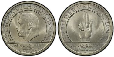 1929-A 5 Mk Constitution J-341 MS65