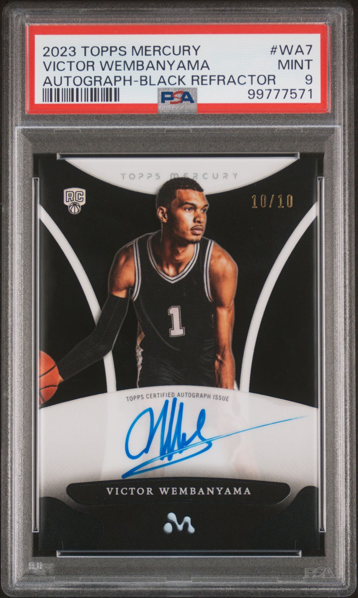 2023 Topps TOPPS MERCURY: VICTOR WEMBANYAMA AUTOGRAPHS AUTOGRAPH-BLACK REFRACTOR #WA7 Victor Wembanyama front
