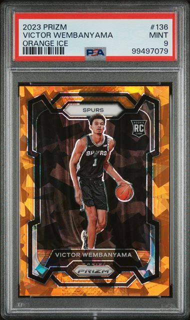 2023 Panini Prizm Victor Wembanyama #136 (Orange Ice) Mint 9 front