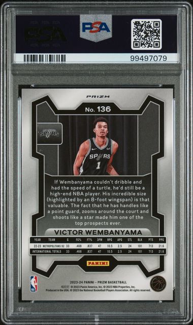 2023 Panini Prizm Victor Wembanyama #136 (Orange Ice) Mint 9 back