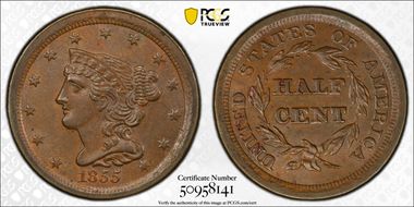 1855 1/2C MS64BN