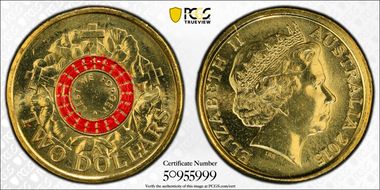 2015 $2 Lest We Forget Colorized MS66