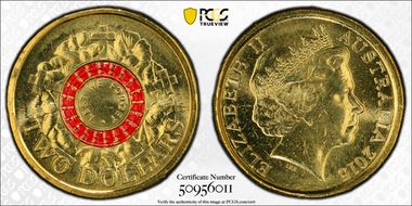 2015 $2 Lest We Forget Colorized MS65