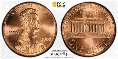 2000 1C "Cheerios" Cent MS66RD