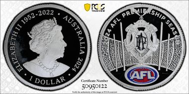 2024 $1 AFL Premiership Ag Colorized PR68DCAM